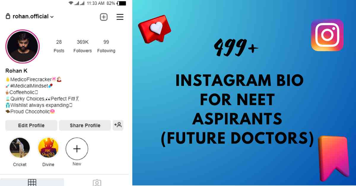 499+ New Instagram Bio for NEET Aspirants Future Doctors